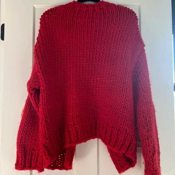 Cozy Red Cardigan with Pink Details - Picture 2 of 2